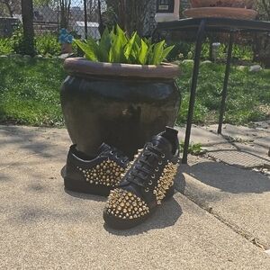 Black and Gold Studded Sneakers